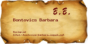 Bontovics Barbara névjegykártya